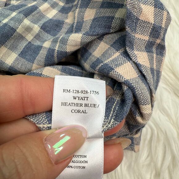Rails Wyatt Shirt Men's XL Heather Blue Coral Plaid Button Up Long Sleeve - Picture 8 of 10